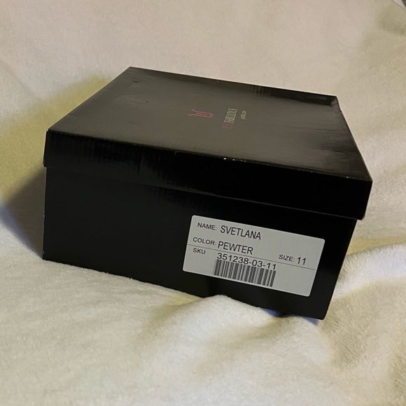 Size 11 pewter glitter peep toe platform 5” heel Brand New In Box 1” platform - Picture 4 of 10